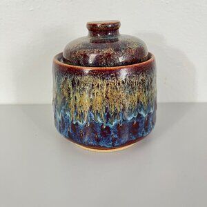 Handcrafted Drip Ash Glaze Pottery Mini Croc with lid
